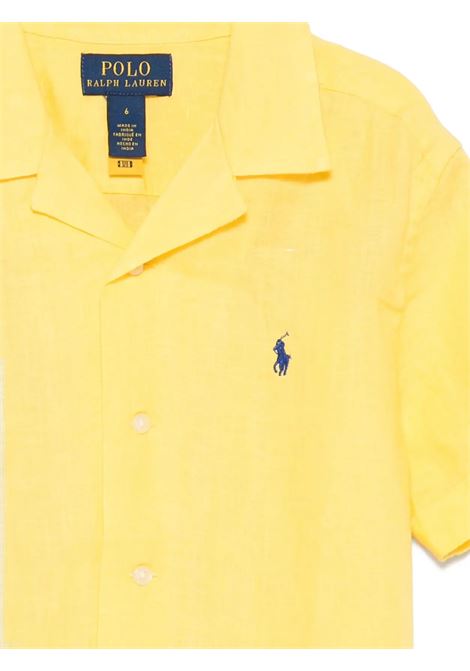Camicia Bowling In Lino Giallo Con Pony a Contrasto RALPH LAUREN KIDS | 322-964585003